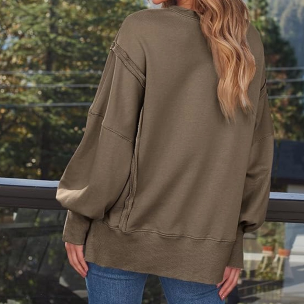 Women’s Bailey Dropped Shoulder Oversized Sweatshirt in Mocha various NWT - Picture 4 of 7